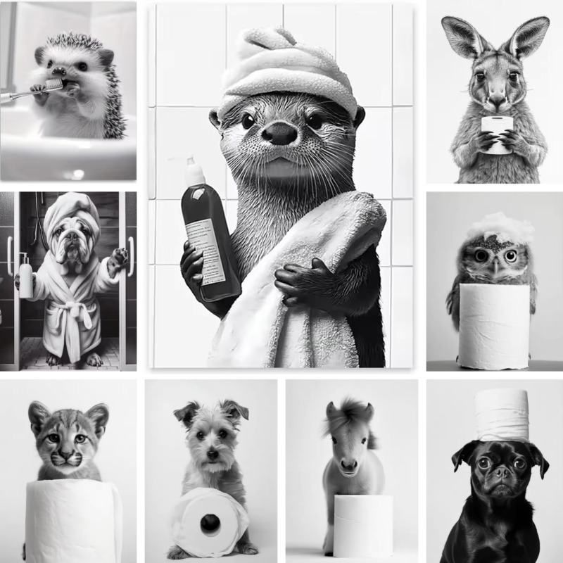 Home Bathroom Wallpaper - Toile de papier toilette avec animaux,