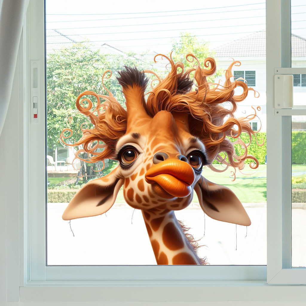 Home Bathroom Wall Tiles - Autocollant mural girafe à grande bouche,
