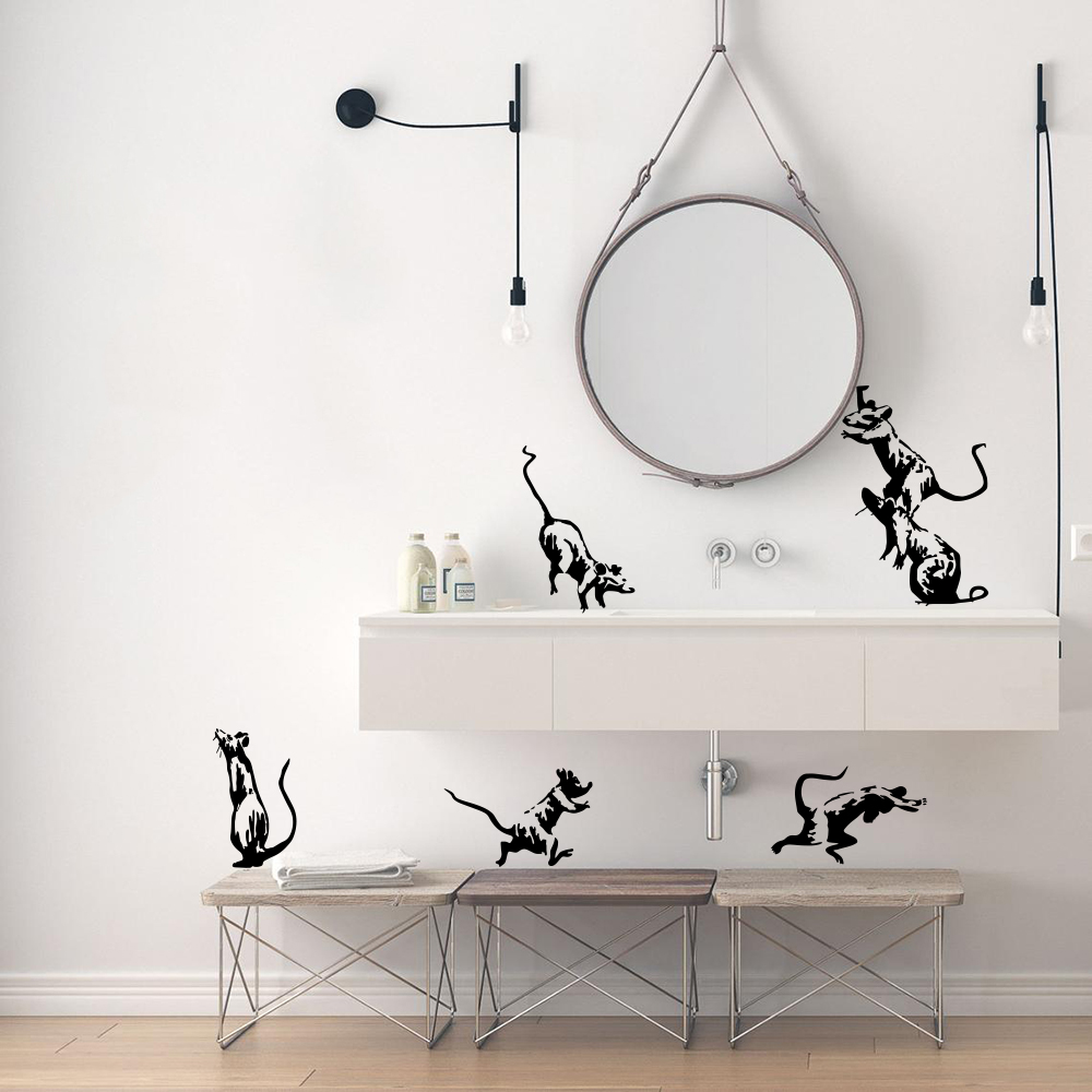 Home Bathroom Wall Tiles - Autocollant mural Banksy Toilet Rats pour