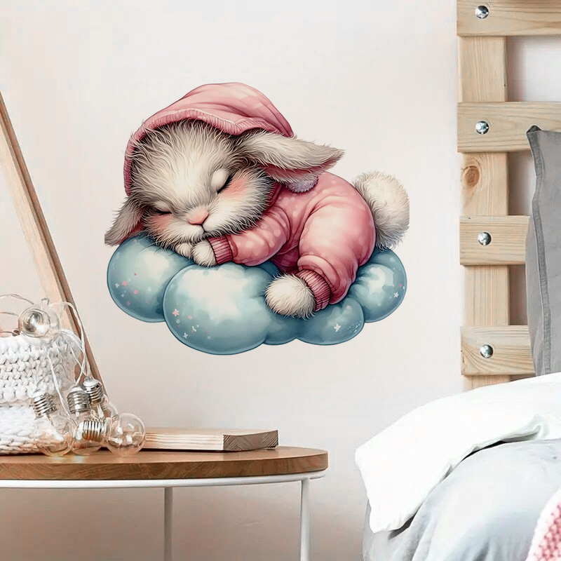 Home Bathroom Wall Tiles - Interrupteur autocollant lapin endormi, autocollant mural