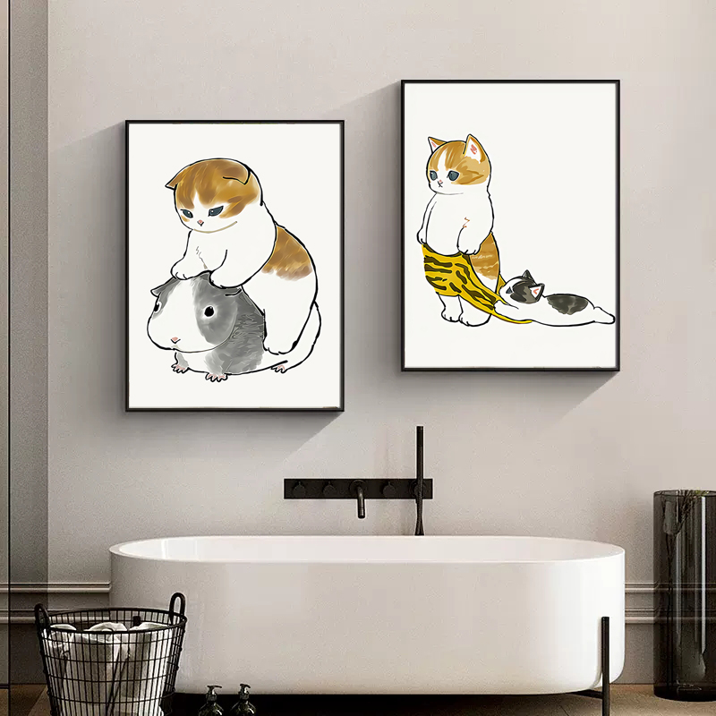 Home Bathroom Wallpaper - Chat aux toilettes jouant avec un