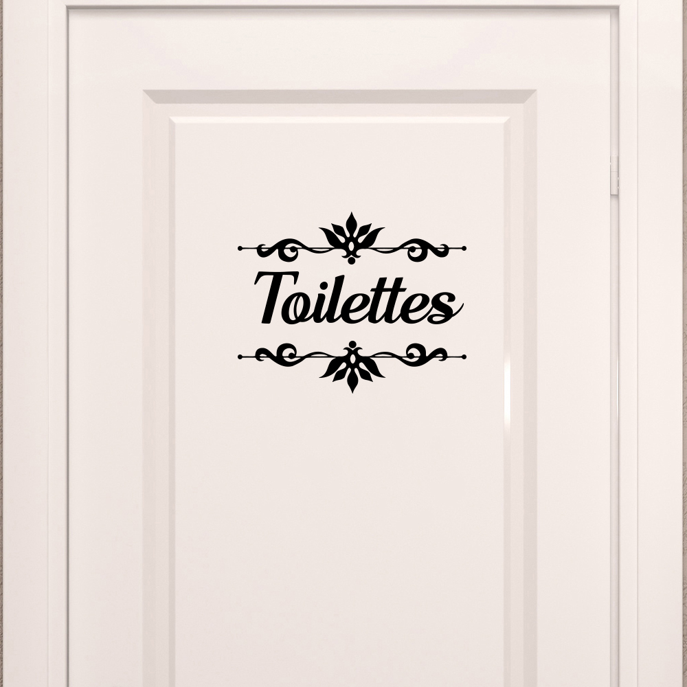 Home Bathroom Wall Tiles - Toilette française avec fleur, autocollant HODoor,
