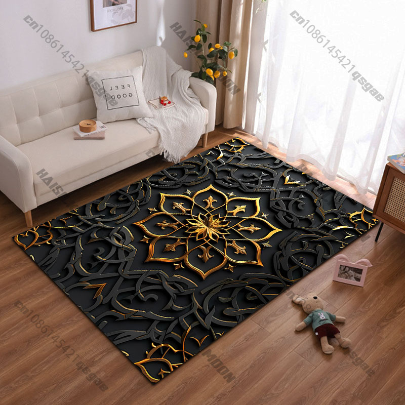 Home Toilet Bathroom Design - Tapis élégant à motif floral doré