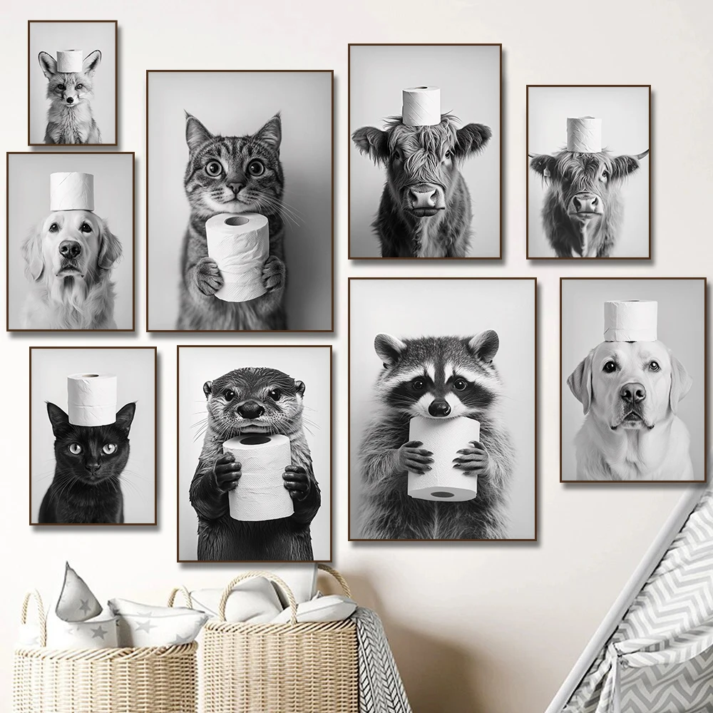 Home Bathroom Wallpaper - Affiche sur toile avec vache des