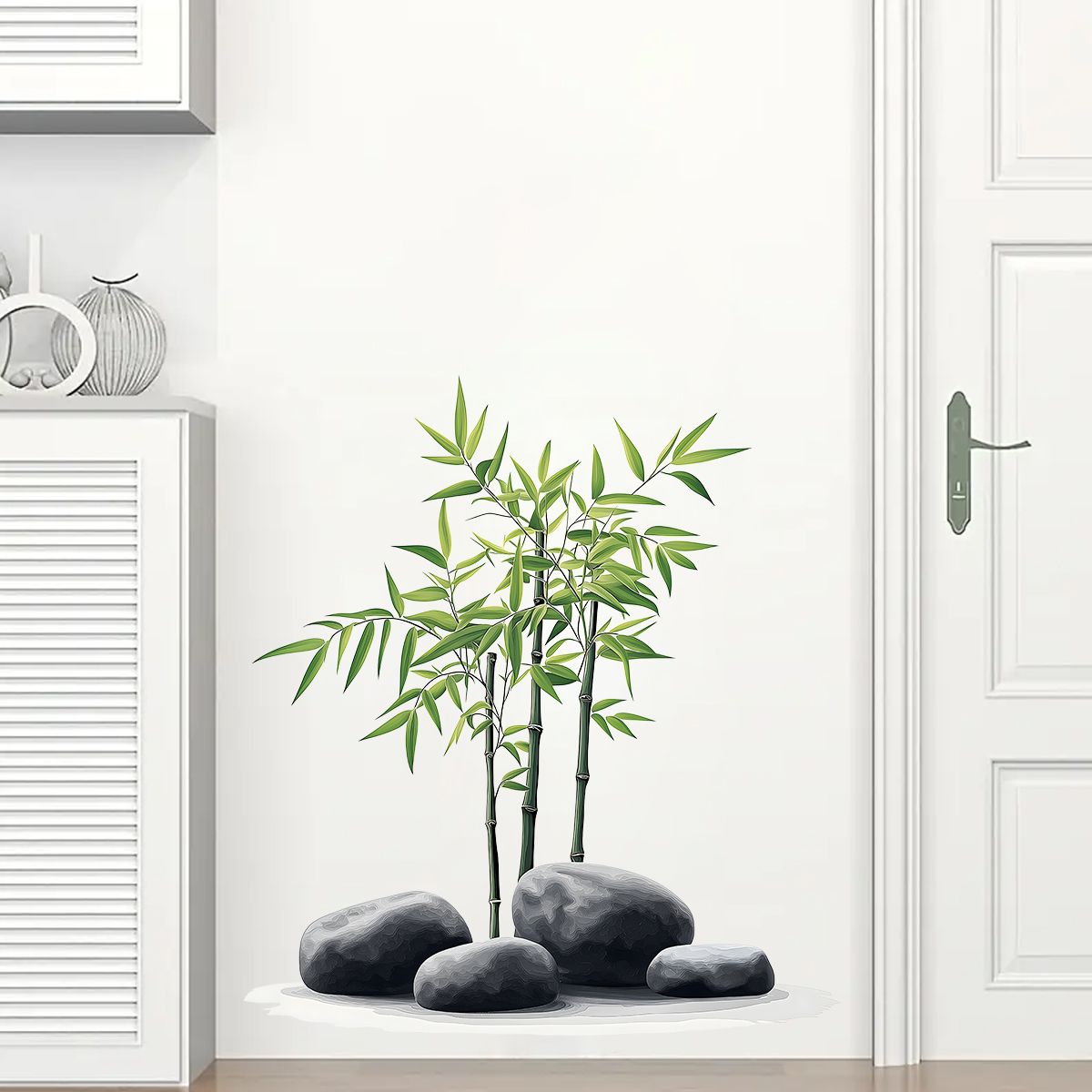 Home Bathroom Wall Tiles - Autocollant mural en bambou à encre,