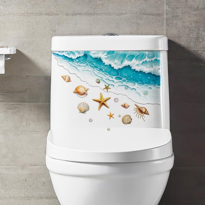 Home Toilet Bathroom Design - Autocollant de toilette sur le thème