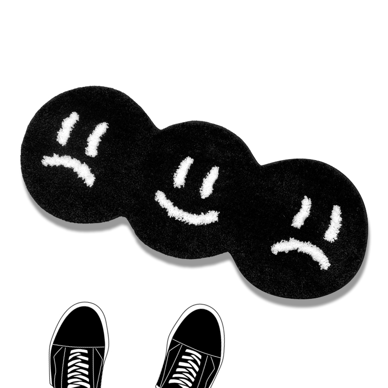 Home Bathroom Tub - Black Faces-Tapis de flocage moelleux drôle