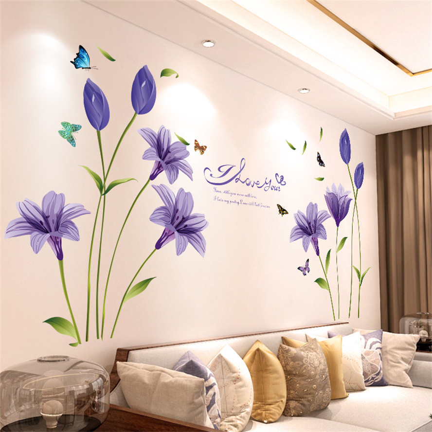 Autocollants muraux colorés fl - Home Bathroom Wallpaper avis et prix