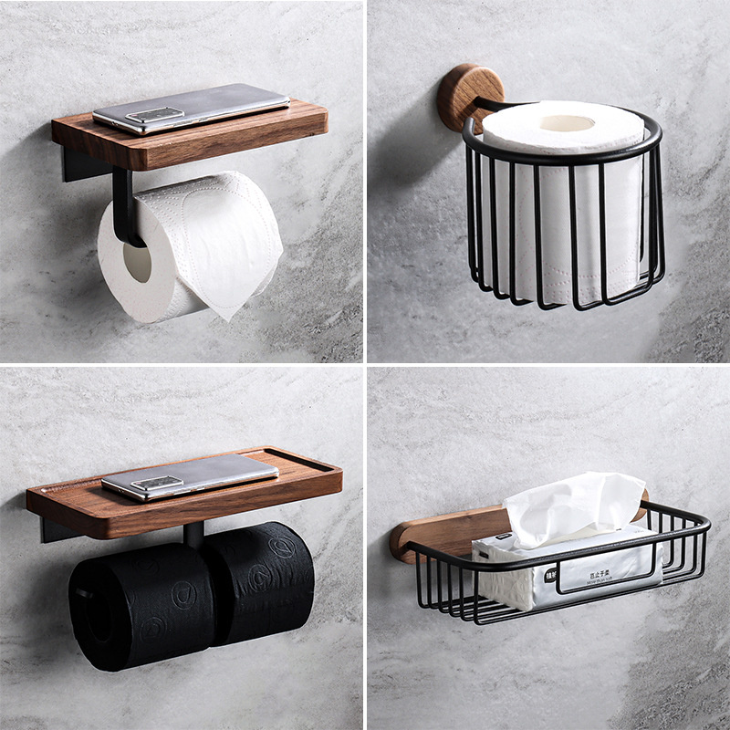 Porte-serviettes en bois massi - Home Bathroom Paper Towel Dispenser avis et prix